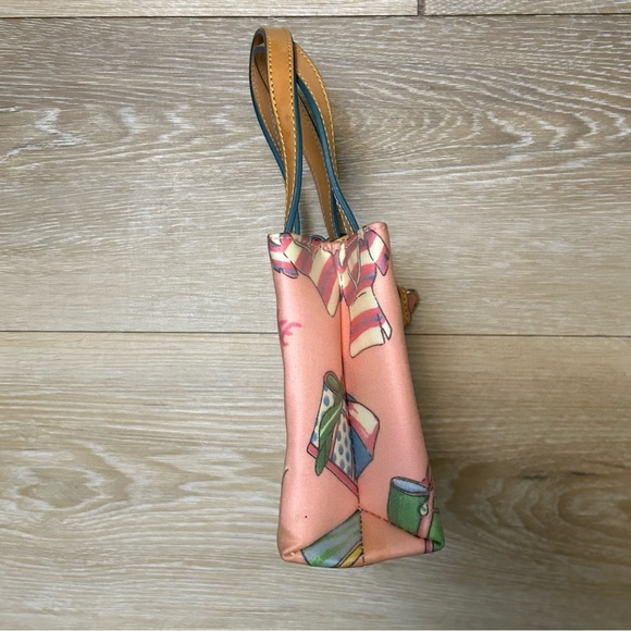 Vintage Y2K Dooney & Bourke Heart Tag Tote Pink Summer Print Mini Bag – Rare! - Picture 5 of 11